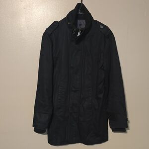 Zara Man Men's Size Large Black‎ Zip/Button Front Jacket Overcoat Polyester